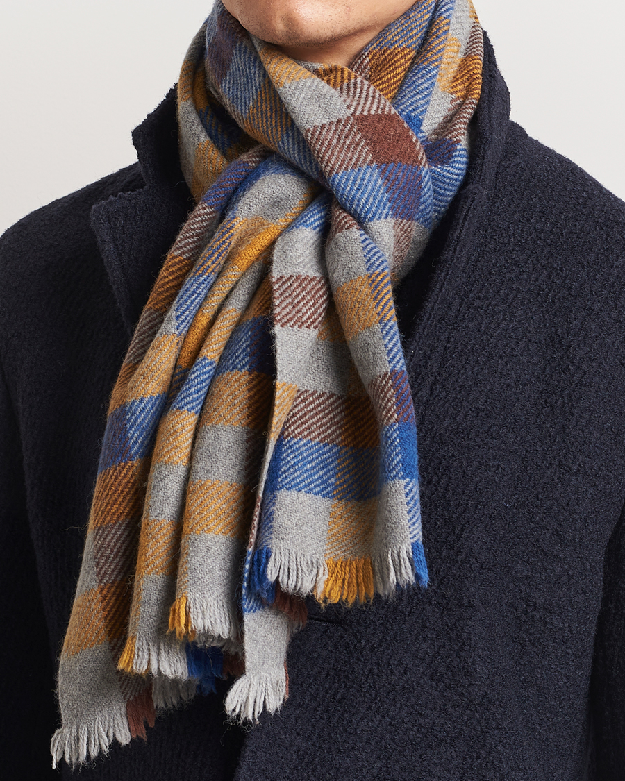 Homme | Altea Check Wool Scarf Yellow/Beige | Altea | Check Wool Scarf Yellow/Beige