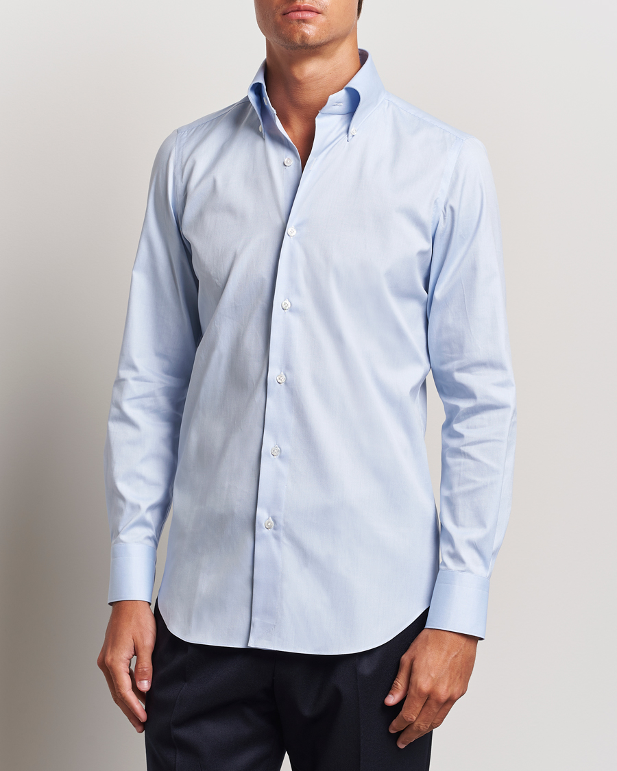 Homme | Chemises | Finamore Napoli | Milano Slim Oxford Button Down Shirt Light Blue