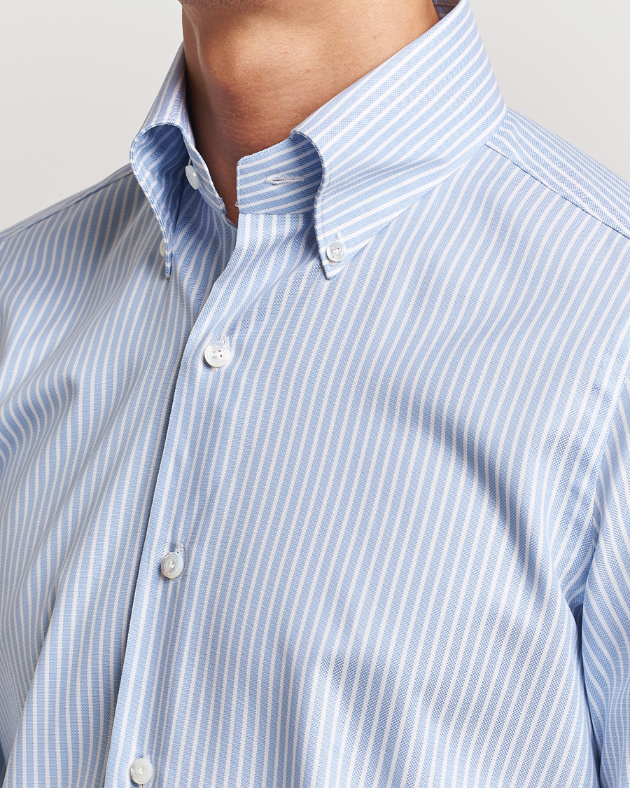Homme | Chemises | Finamore Napoli | Milano Slim Oxford Button Down Shirt Blue Stripe