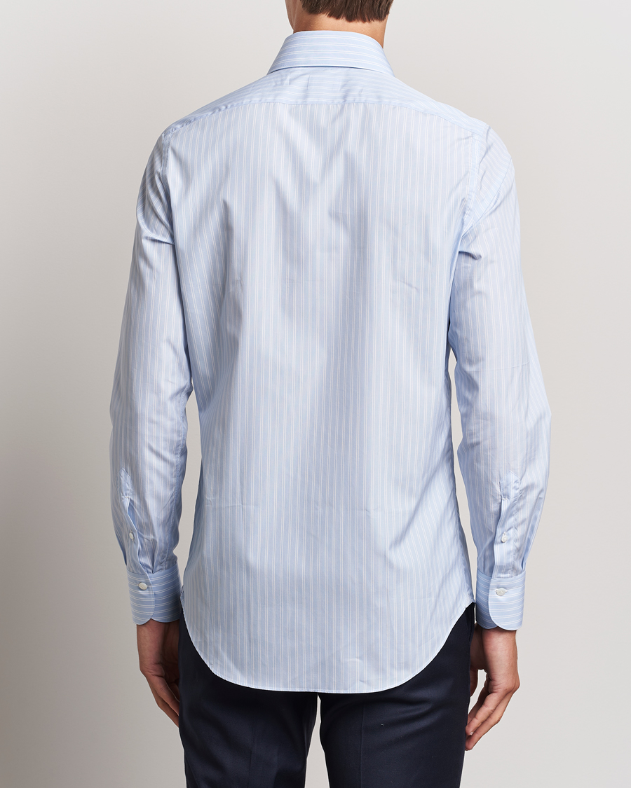 Homme | Chemises | Finamore Napoli | Milano Slim Giza 170 Striped Dress Shirt Blue