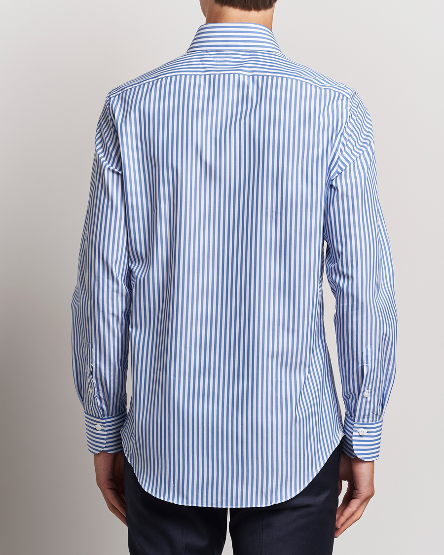 Homme | Chemises | Finamore Napoli | Milano Slim Giza 170 Striped Dress Shirt Blue