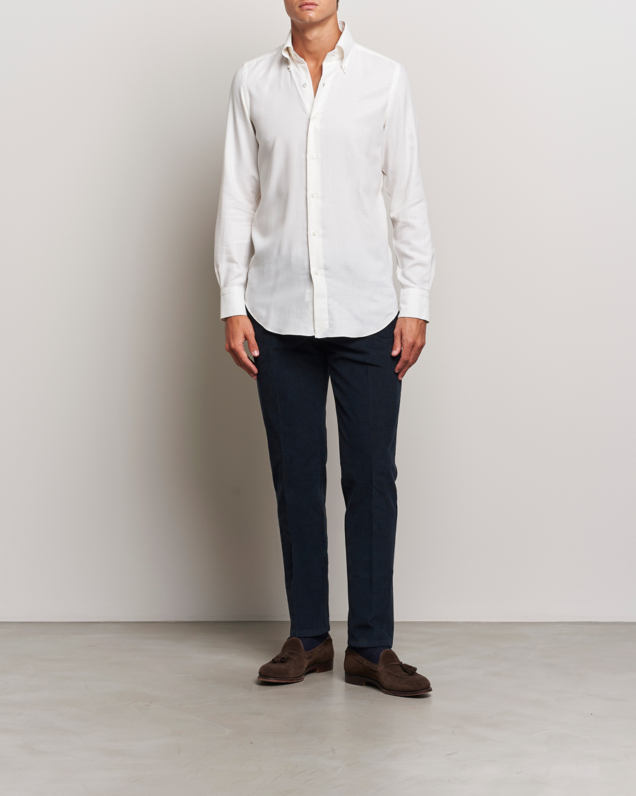 Homme | Chemises | Finamore Napoli | Milano Slim Cashmere BD Shirt White