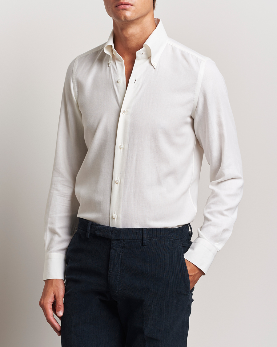 Homme | Chemises | Finamore Napoli | Milano Slim Cashmere BD Shirt White