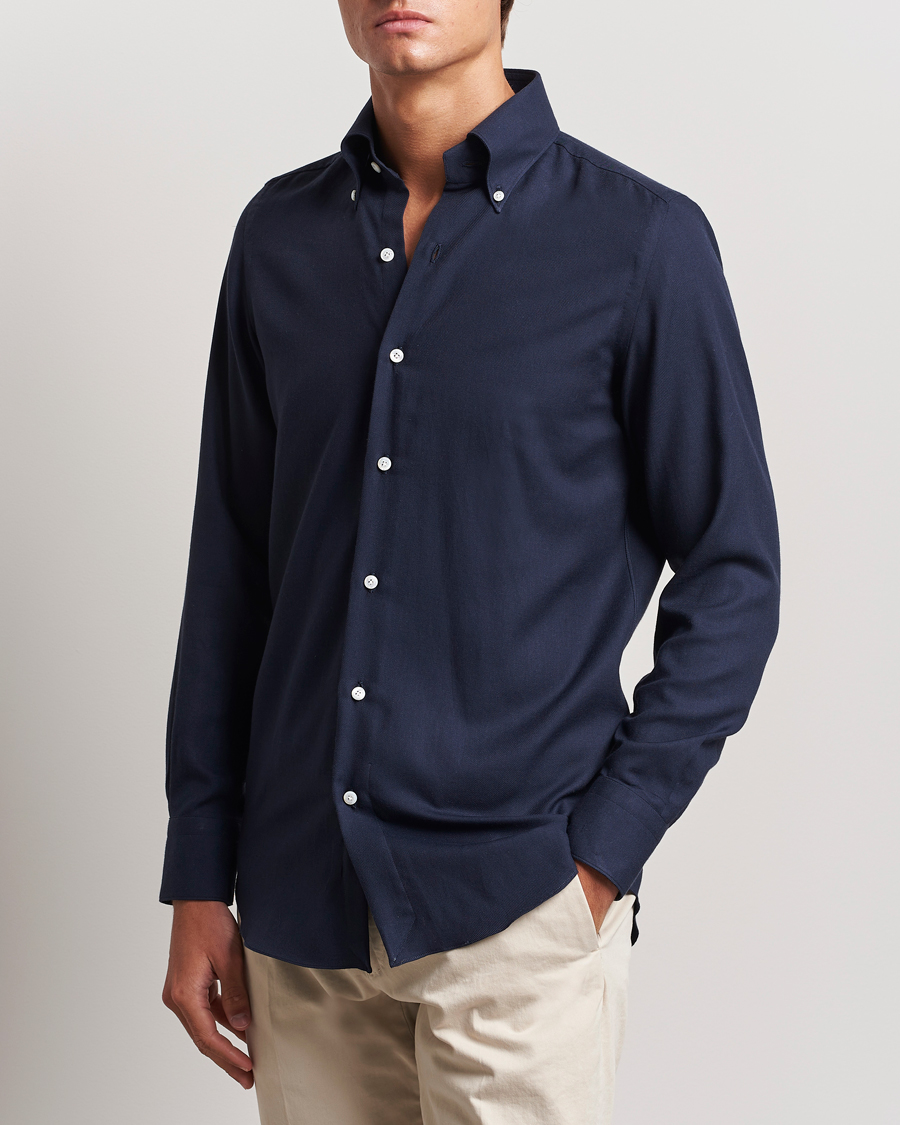 Homme | Chemises | Finamore Napoli | Milano Slim Cashmere BD Shirt Navy