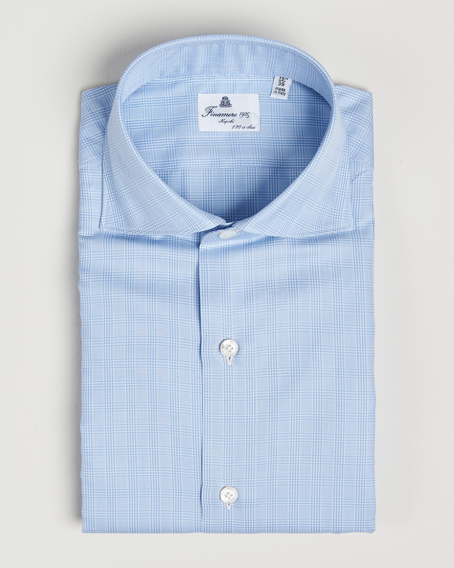 Homme | Chemises | Finamore Napoli | Milano Slim Giza 170 Dress Shirt Blue Check