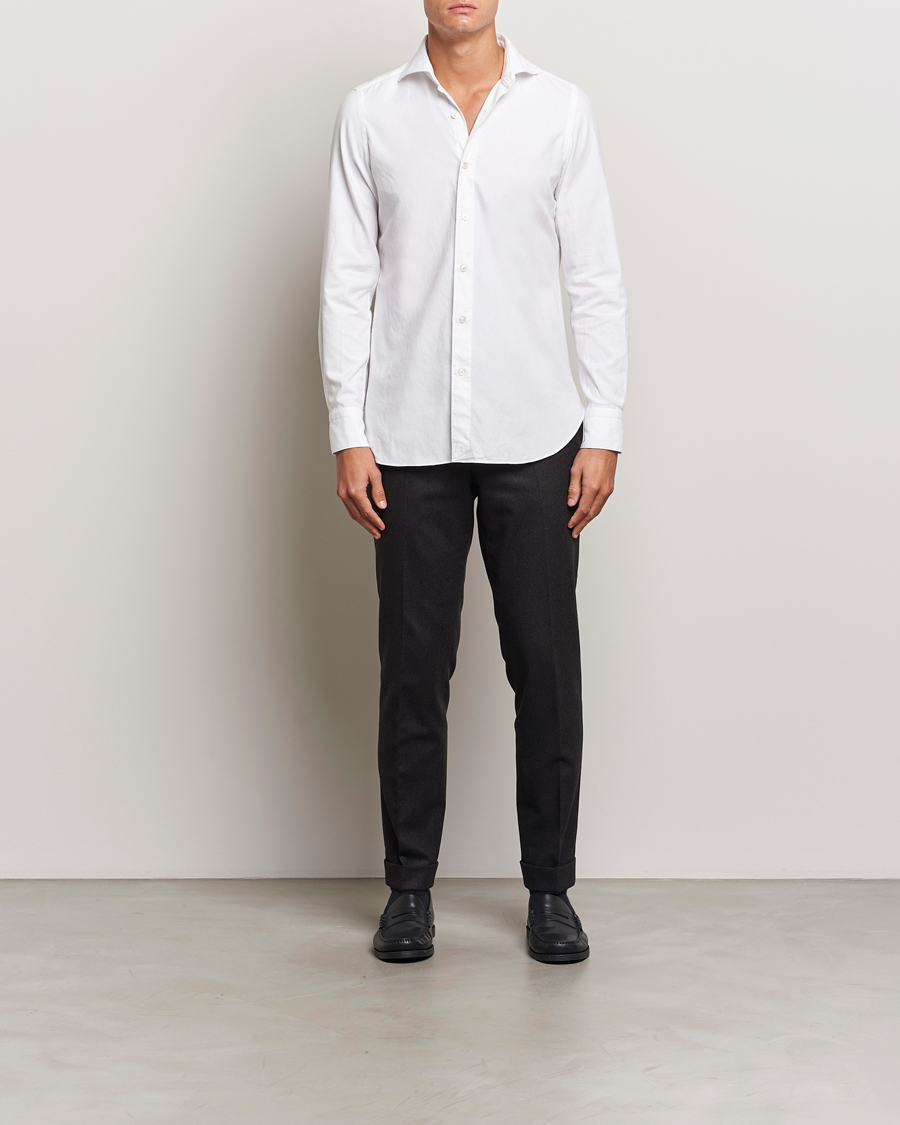 Homme | Chemises | Finamore Napoli | Gaeta Flannel Shirt White