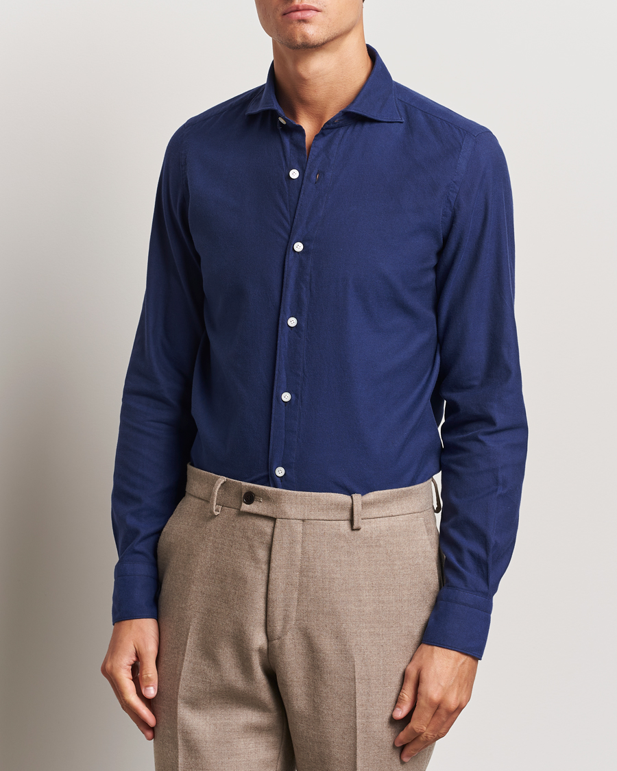 Homme | Chemises | Finamore Napoli | Gaeta Flannel Shirt Navy