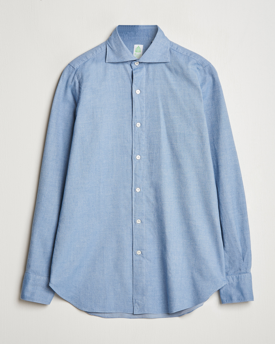 Homme | Chemises | Finamore Napoli | Gaeta Flannel Shirt Light Blue