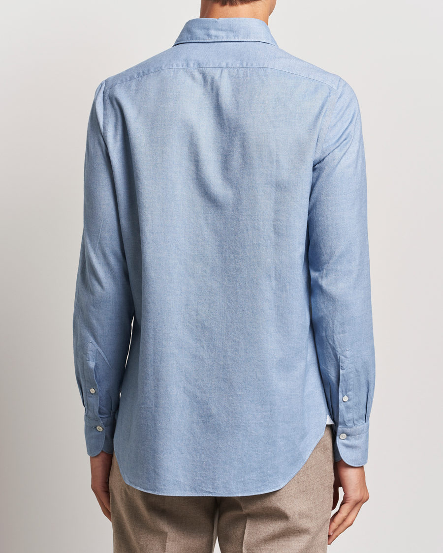 Homme | Chemises | Finamore Napoli | Gaeta Flannel Shirt Light Blue