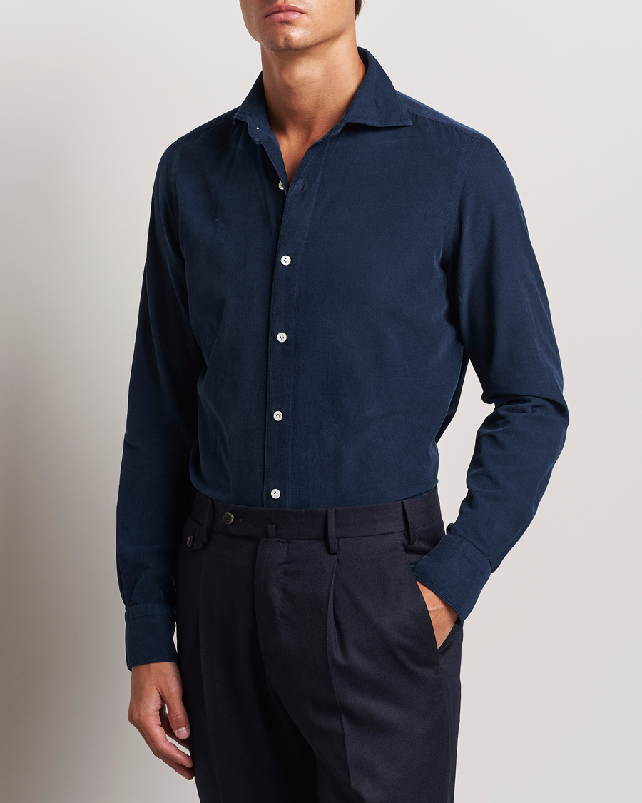 Homme | Chemises | Finamore Napoli | Gaeta Corduroy Shirt Navy