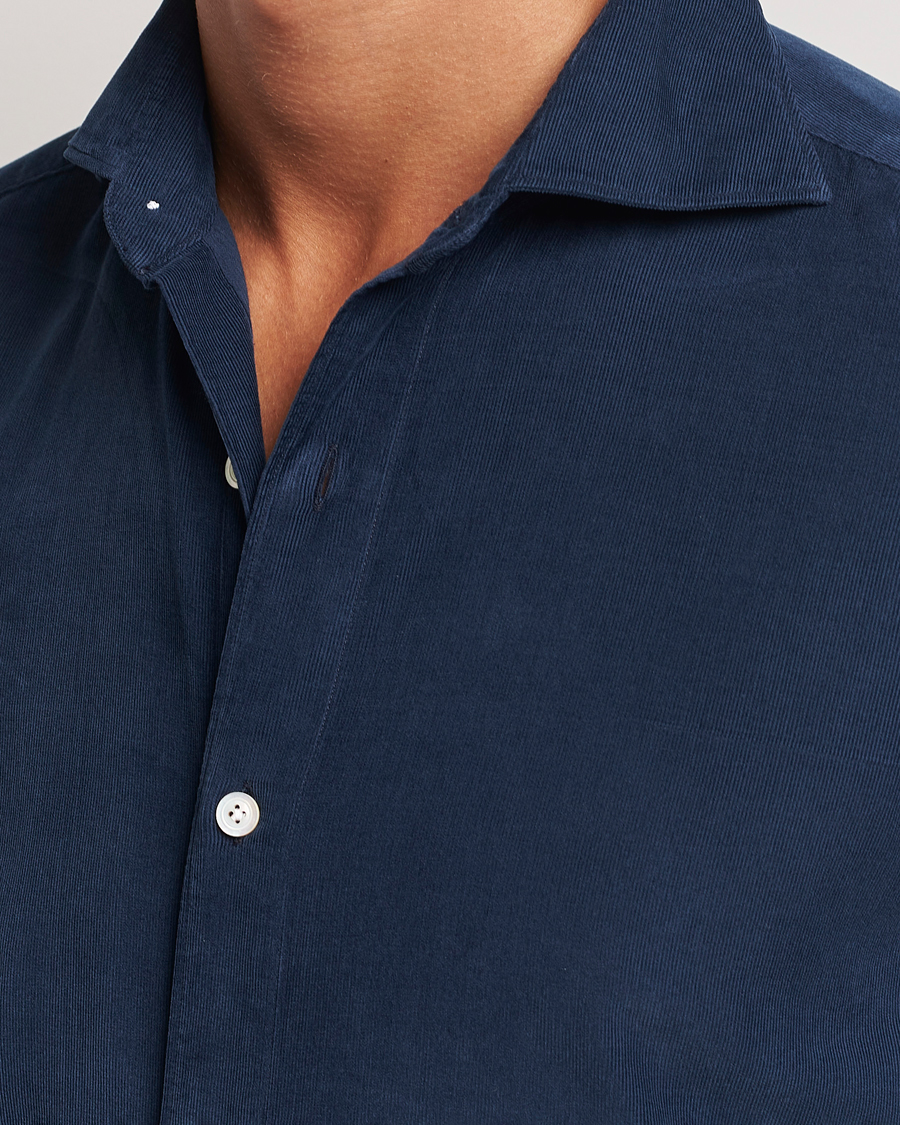 Homme | Chemises | Finamore Napoli | Gaeta Corduroy Shirt Navy
