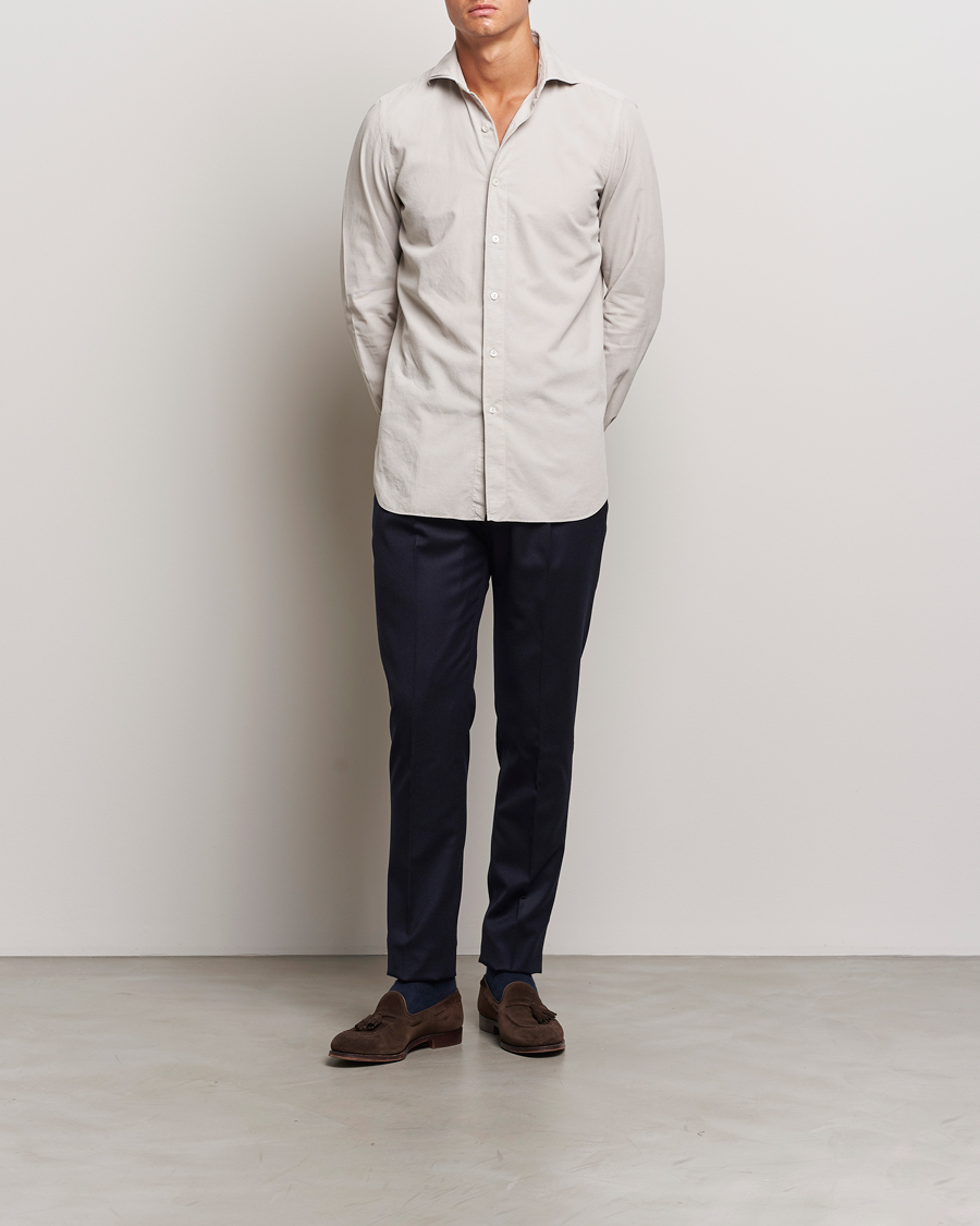 Homme | Chemises | Finamore Napoli | Gaeta Corduroy Shirt Light Beige