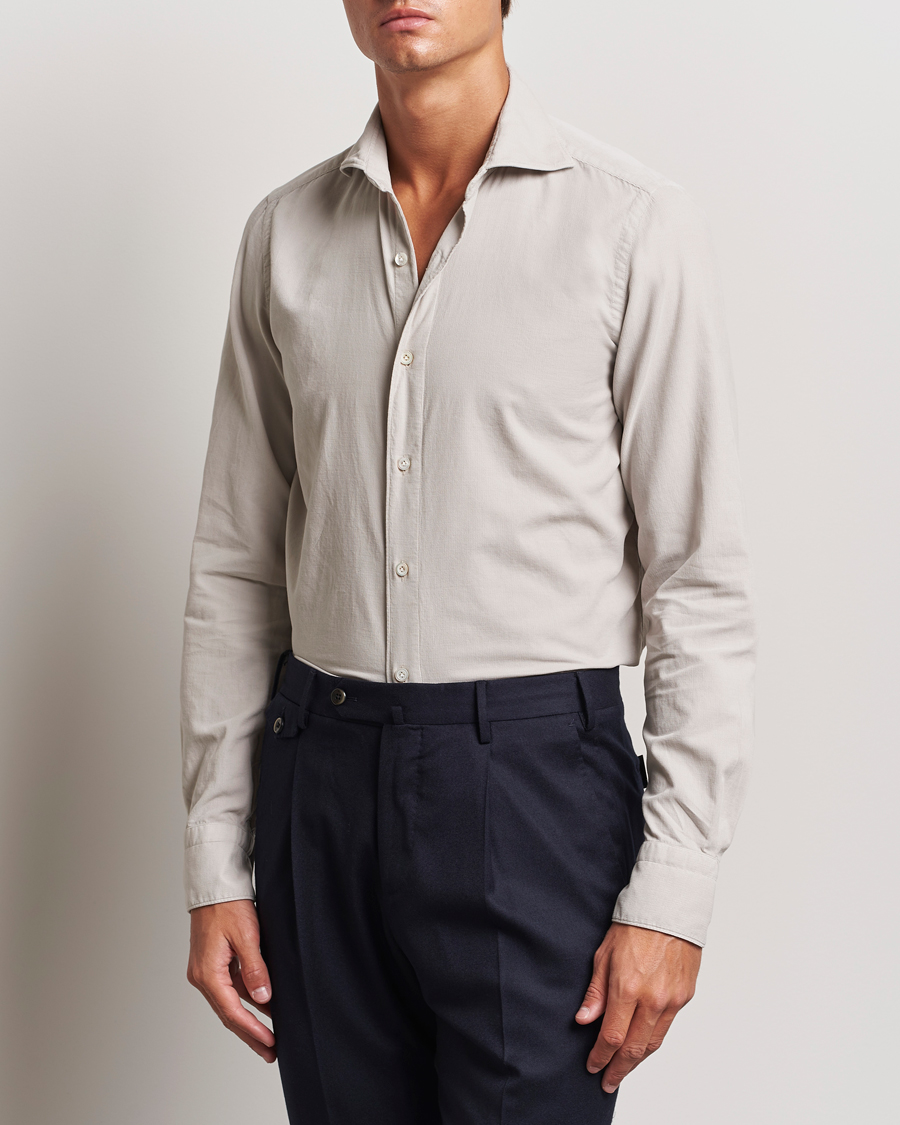 Homme | Chemises | Finamore Napoli | Gaeta Corduroy Shirt Light Beige