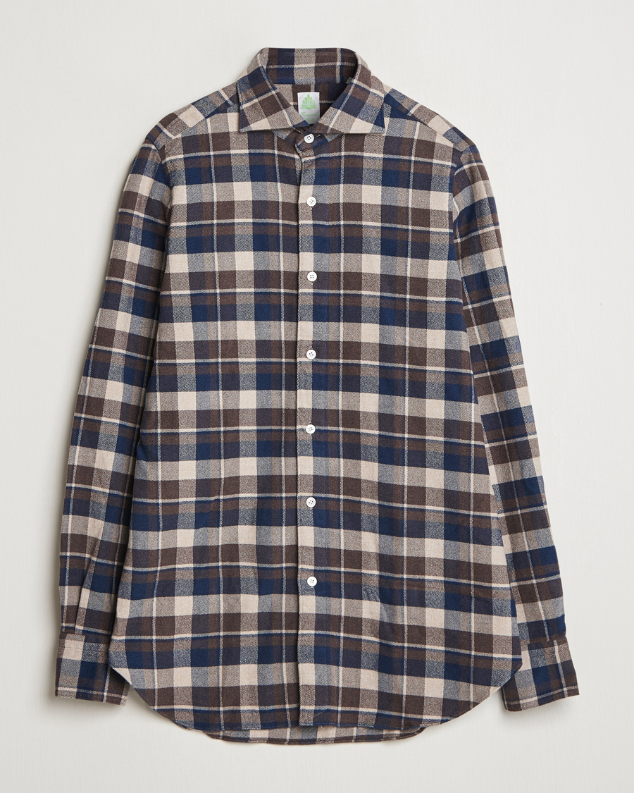 Homme | Chemises | Finamore Napoli | Gaeta Flannel Shirt Navy Check