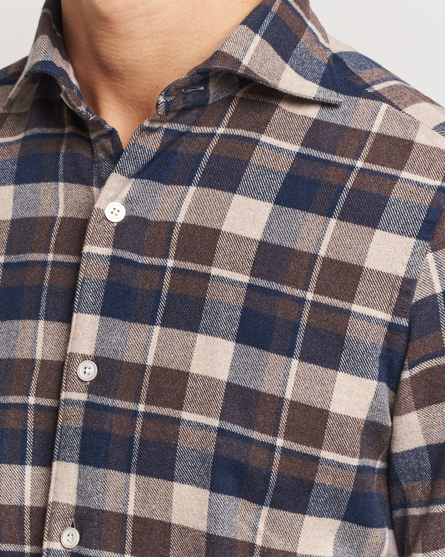 Homme | Chemises | Finamore Napoli | Gaeta Flannel Shirt Navy Check