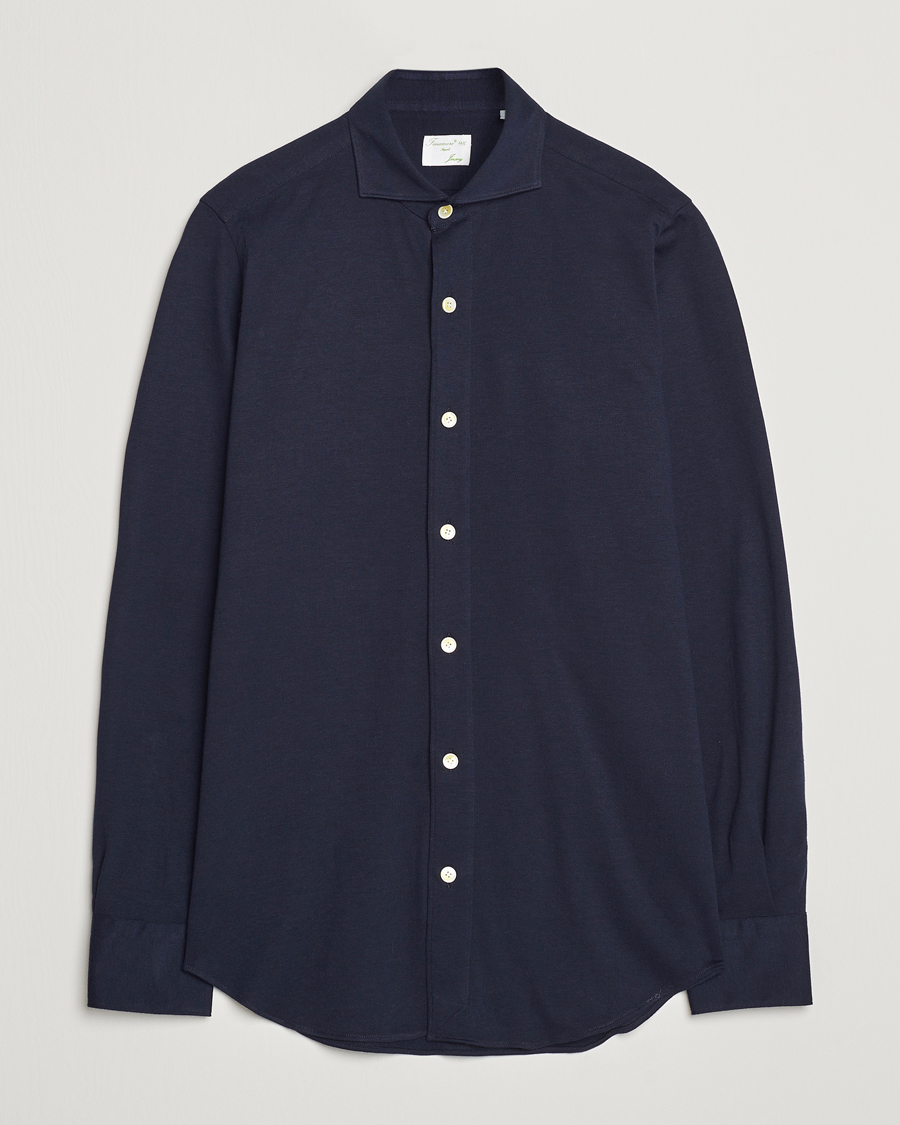 Homme | Chemises | Finamore Napoli | Cotton/Cashmere Jersey Shirt Navy