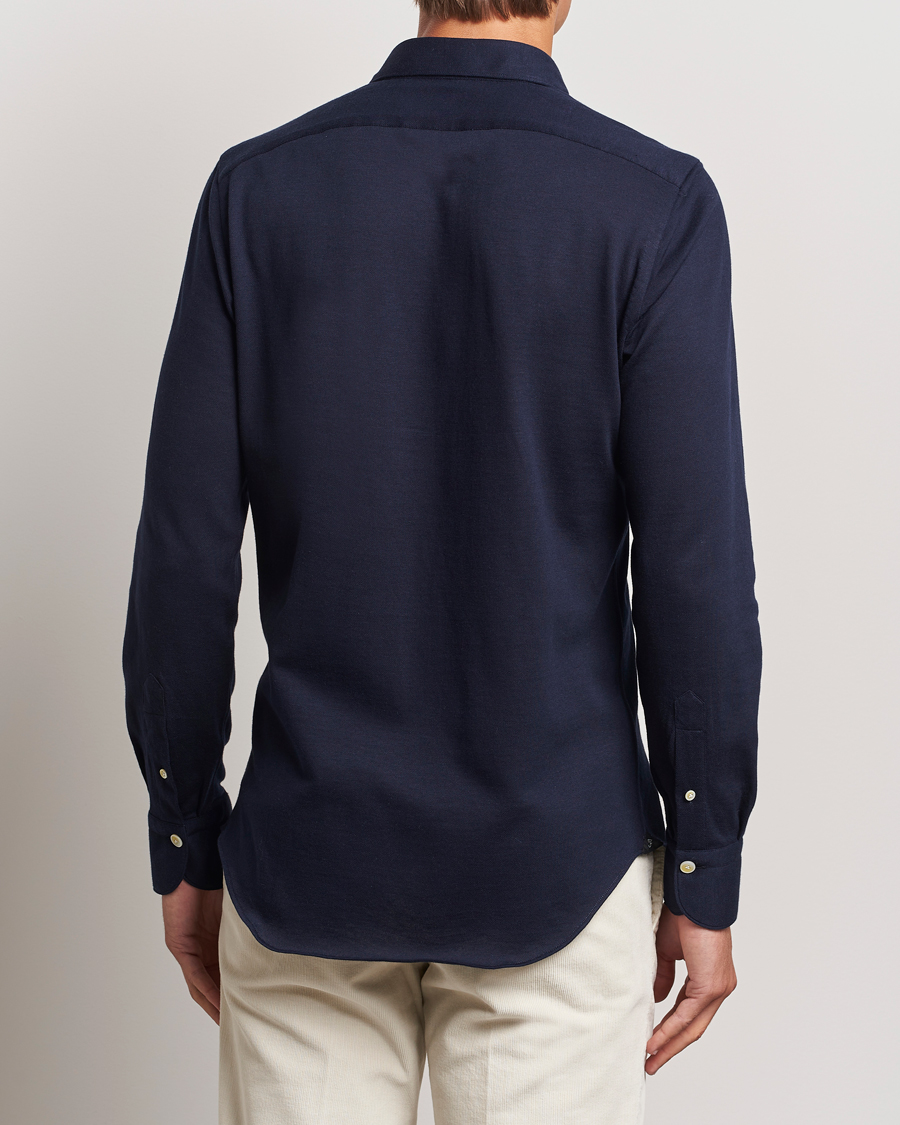 Homme | Chemises | Finamore Napoli | Cotton/Cashmere Jersey Shirt Navy