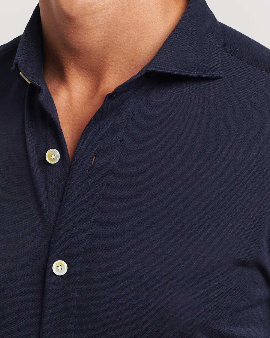 Homme | Chemises | Finamore Napoli | Cotton/Cashmere Jersey Shirt Navy