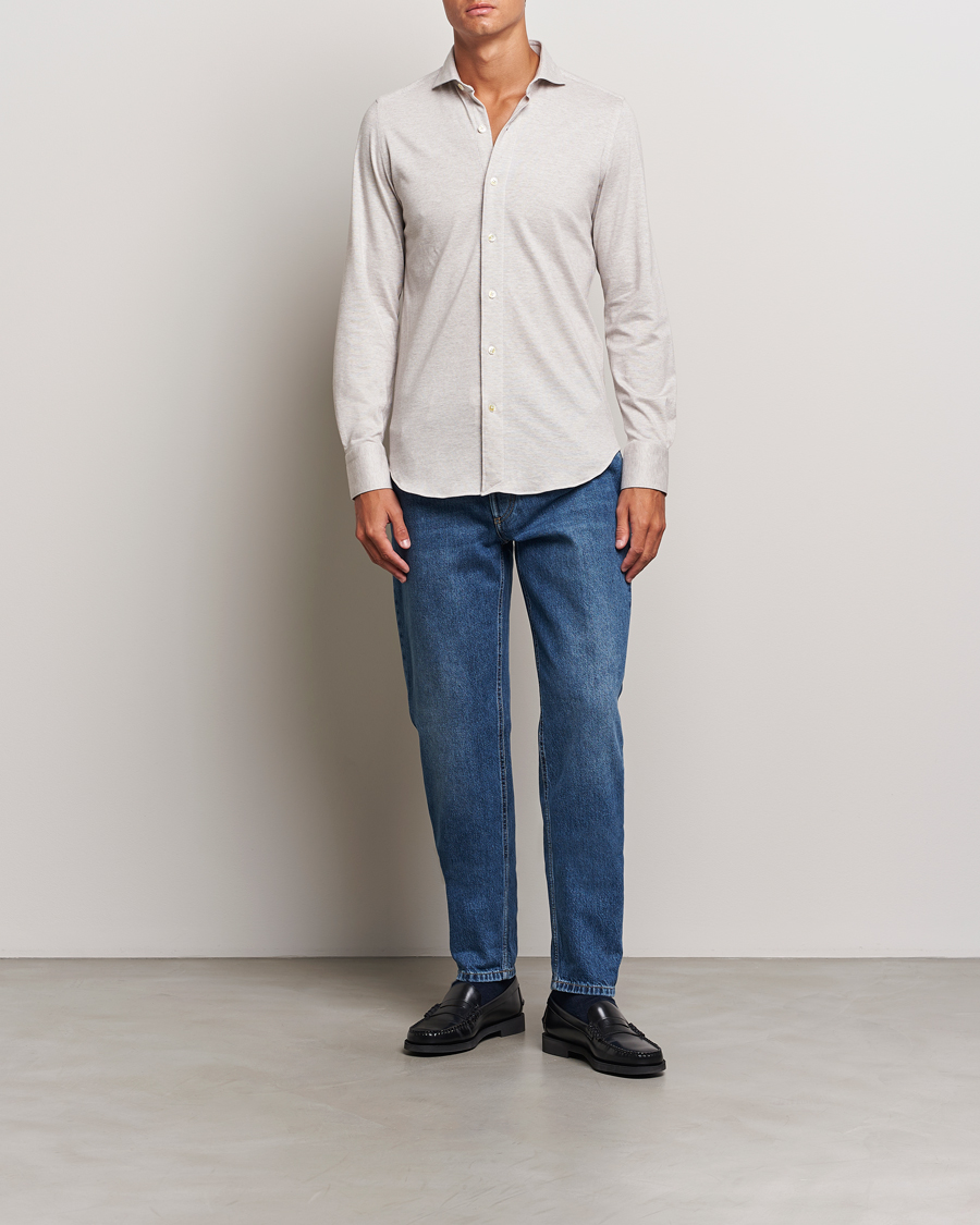Homme | Chemises | Finamore Napoli | Cotton/Cashmere Jersey Shirt Beige