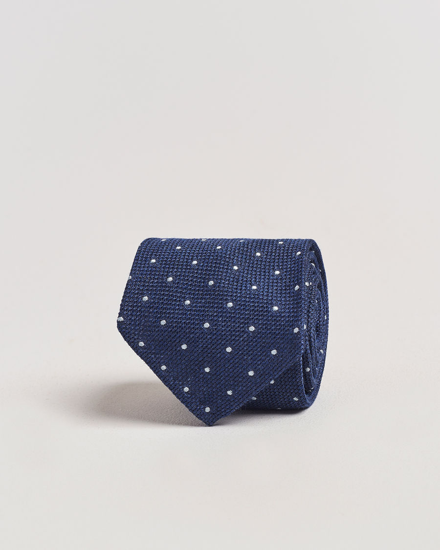Homme | Finamore Napoli Wool/Silk Grenadine Dot Tie Navy | Finamore Napoli | Wool/Silk Grenadine Dot Tie Navy