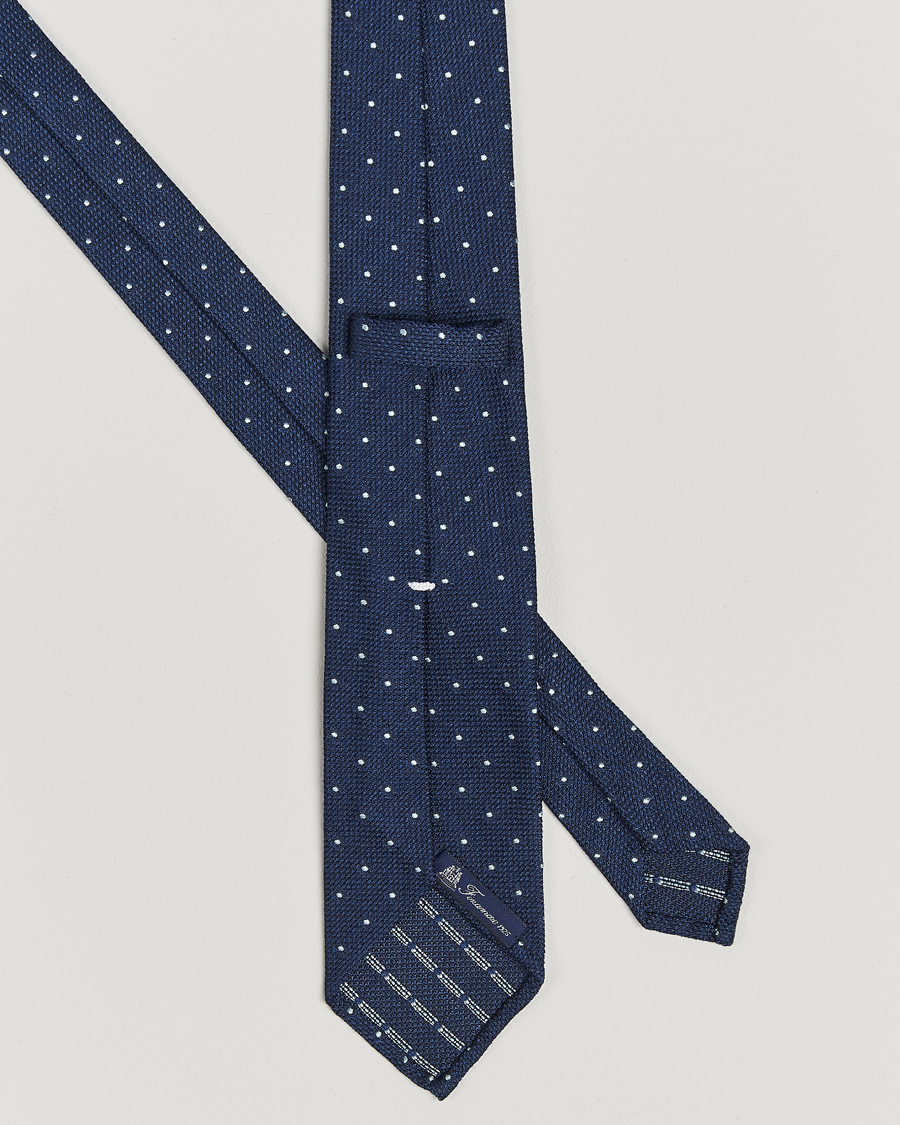 Homme | Finamore Napoli Wool/Silk Grenadine Dot Tie Navy | Finamore Napoli | Wool/Silk Grenadine Dot Tie Navy