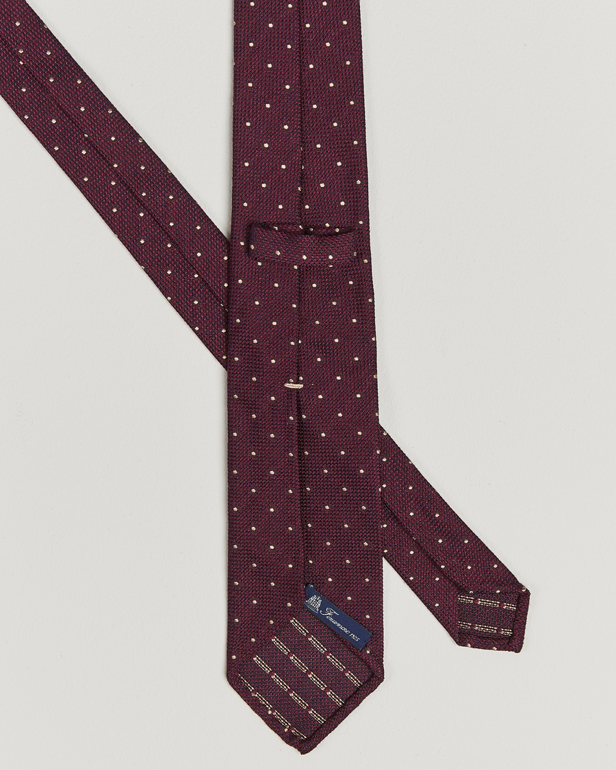 Homme | Finamore Napoli Wool/Silk Grenadine Dot Tie Burgundy | Finamore Napoli | Wool/Silk Grenadine Dot Tie Burgundy