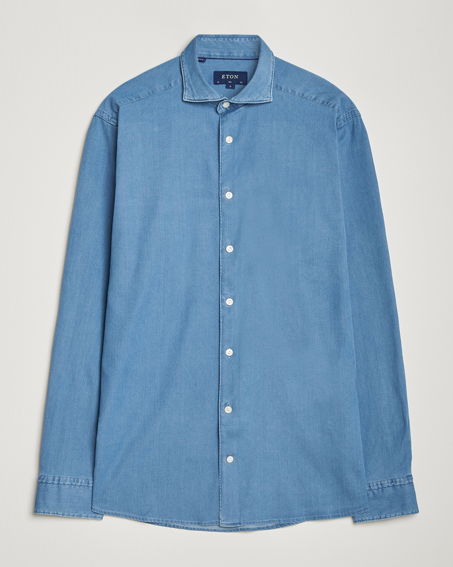 Homme | Chemises | Eton | Slim Fit Stretch Denim Shirt Blue