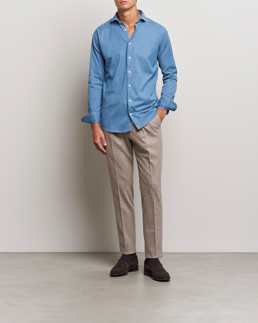 Homme | Chemises | Eton | Slim Fit Stretch Denim Shirt Blue