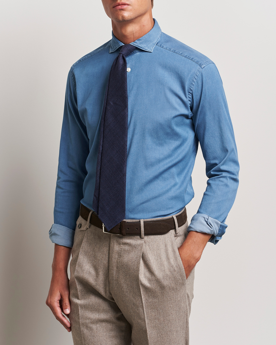 Homme | Chemises | Eton | Slim Fit Stretch Denim Shirt Blue