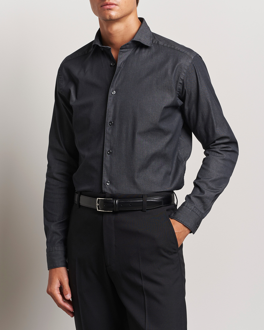 Homme | Chemises | Eton | Slim Fit Stretch Denim Shirt Black