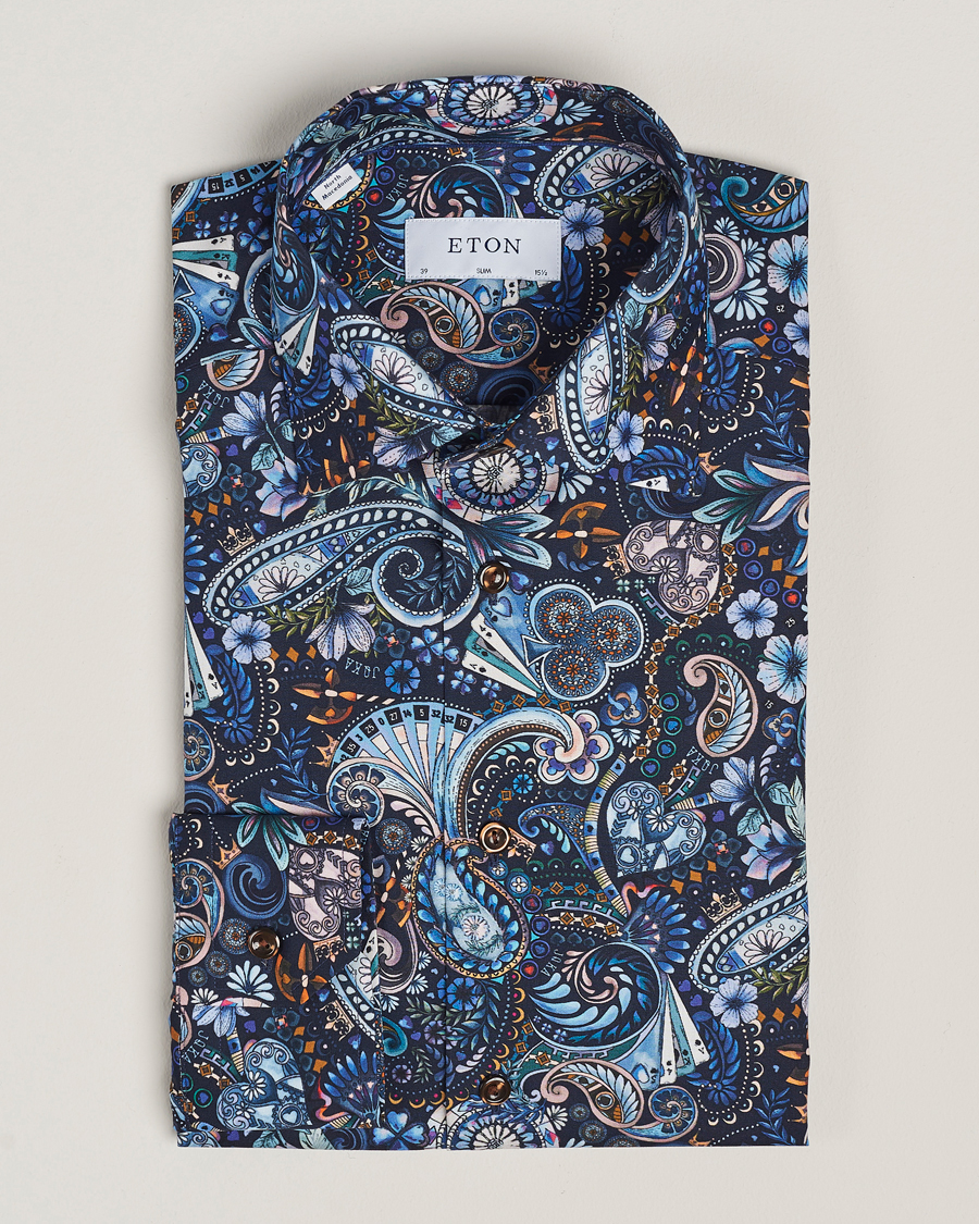Homme | Chemises | Eton | Slim Fit Signature Twill Printed Shirt Navy