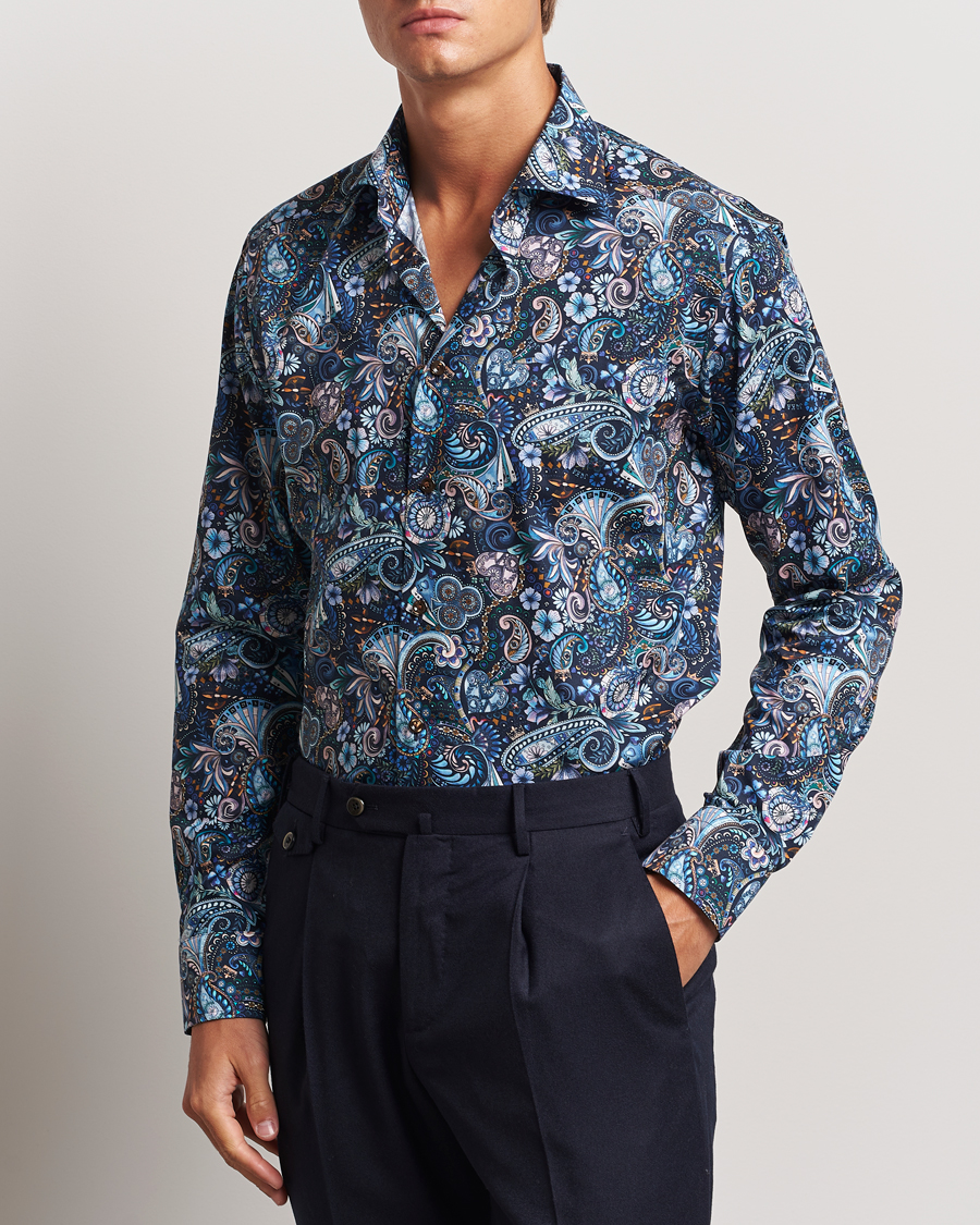 Homme | Chemises | Eton | Slim Fit Signature Twill Printed Shirt Navy