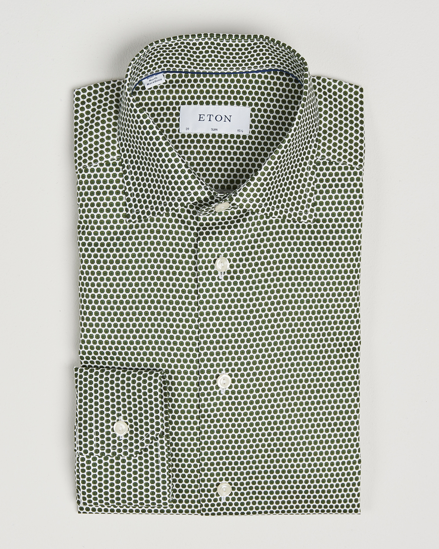 Homme | Chemises | Eton | Slim Fit Signature Twill Printed Shirt Green