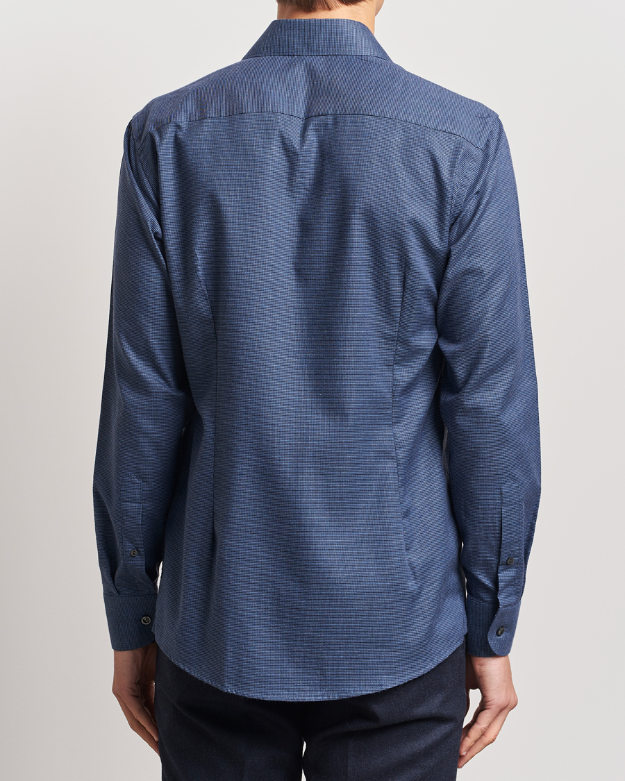 Homme | Chemises | Eton | Slim Fit Wrinkle Free Flannel Pepita Shirt Blue