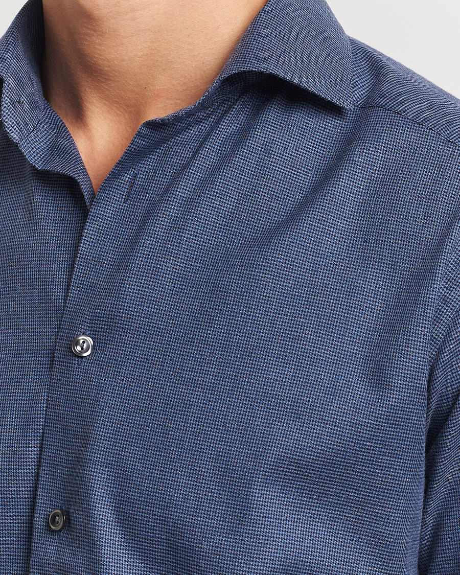 Homme | Chemises | Eton | Slim Fit Wrinkle Free Flannel Pepita Shirt Blue