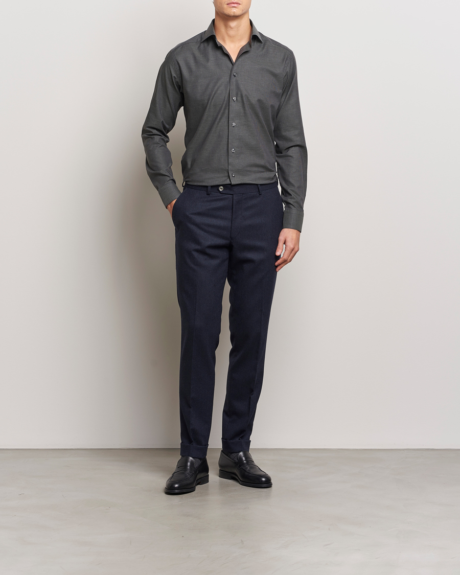 Homme | Chemises | Eton | Slim Fit Wrinkle Free Flannel Pepita Shirt Green