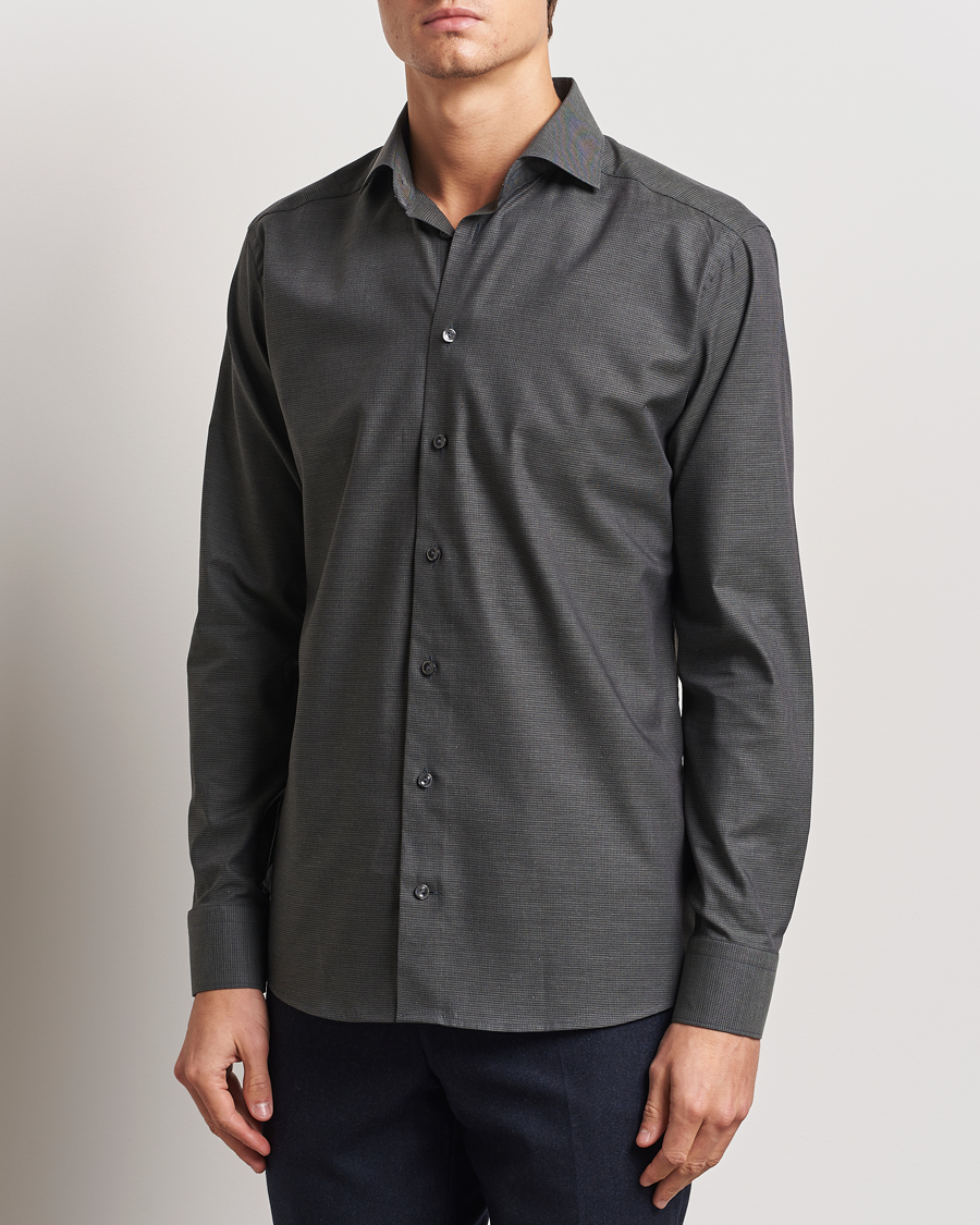 Homme | Chemises | Eton | Slim Fit Wrinkle Free Flannel Pepita Shirt Green