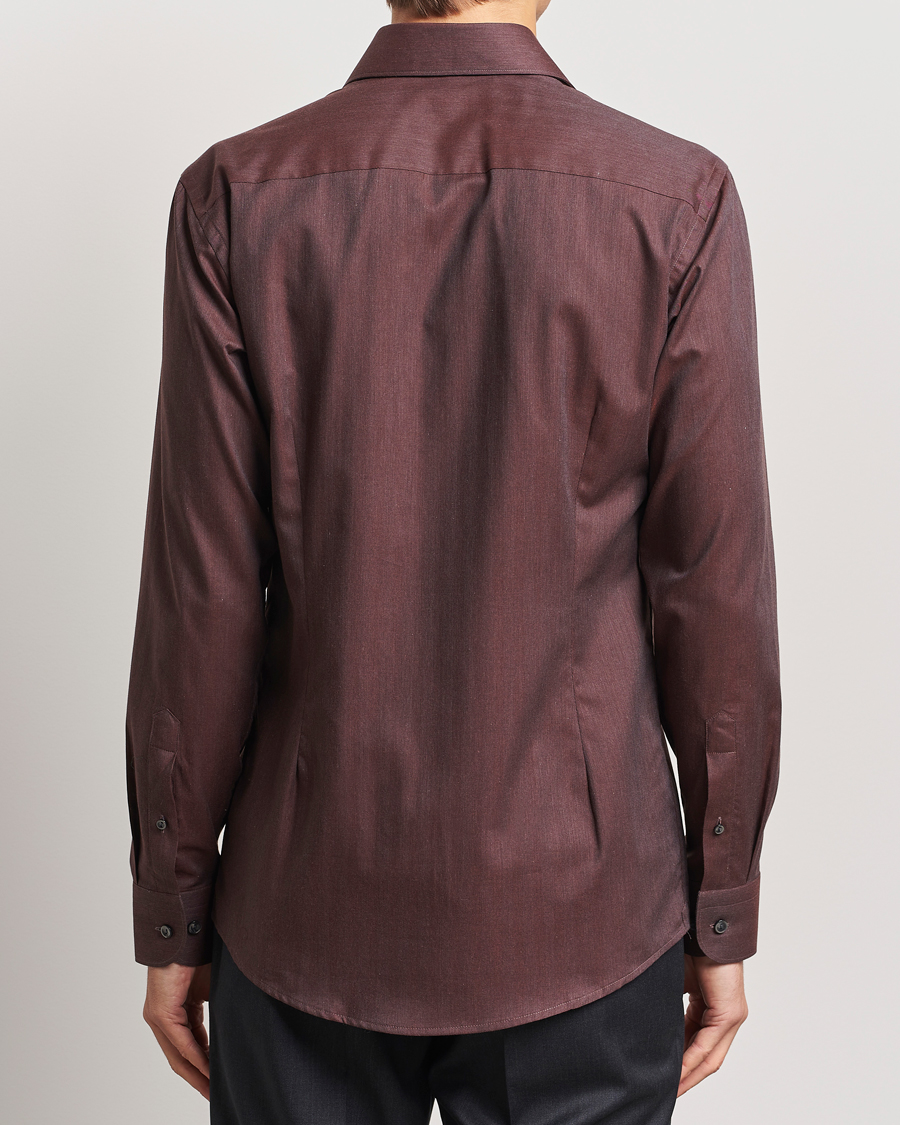 Homme | Chemises | Eton | Slim Fit Wrinkle Free Flannel Shirt Dark Red