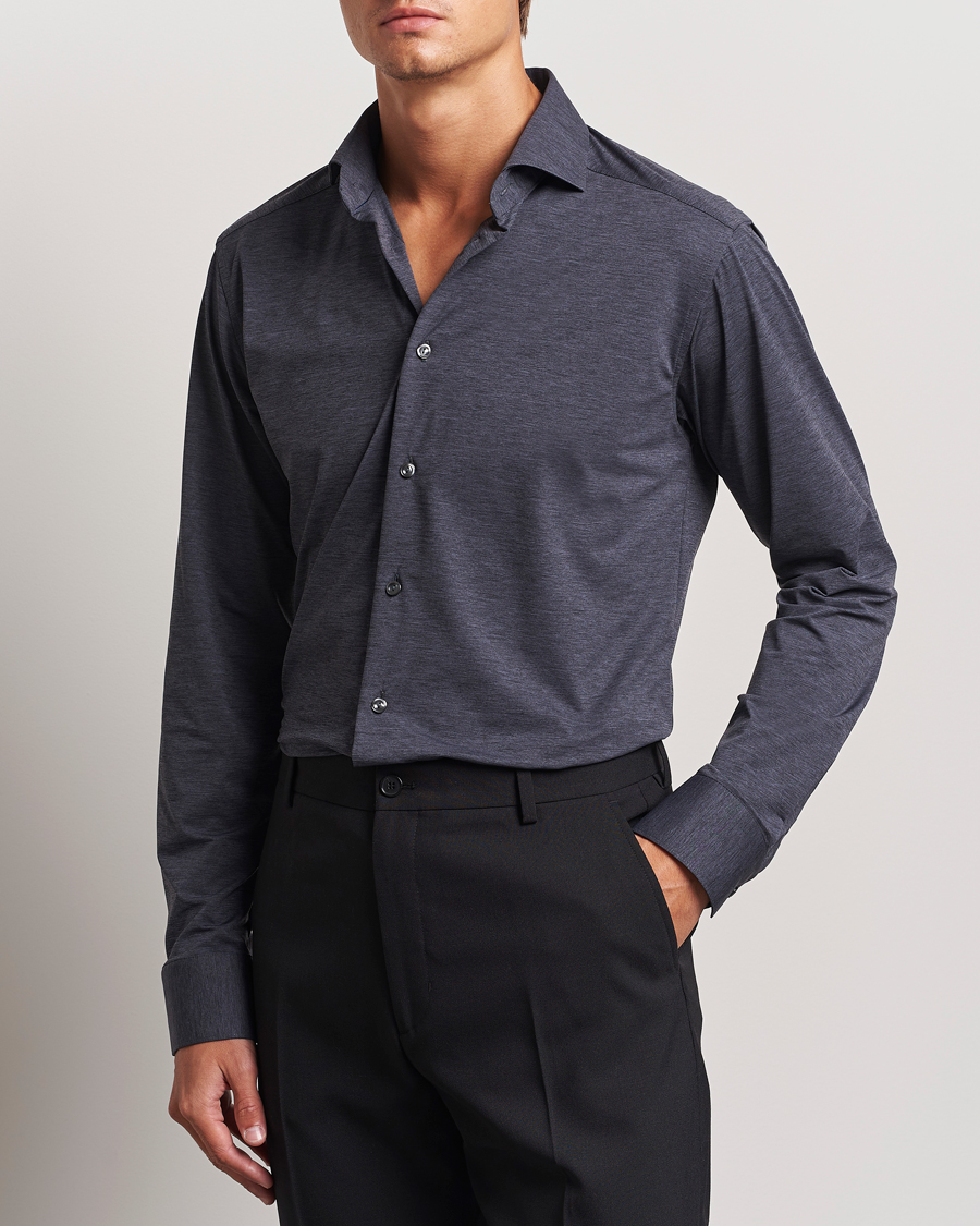 Homme | Chemises | Eton | Slim Fit Four Way Stretch Shirt Dark Grey