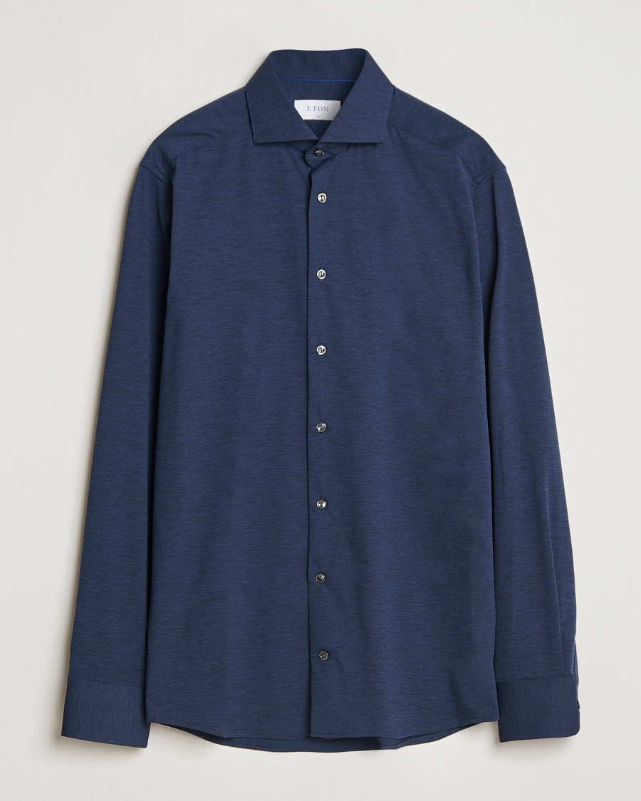 Homme | Chemises | Eton | Slim Fit Four Way Stretch Shirt Navy Blue