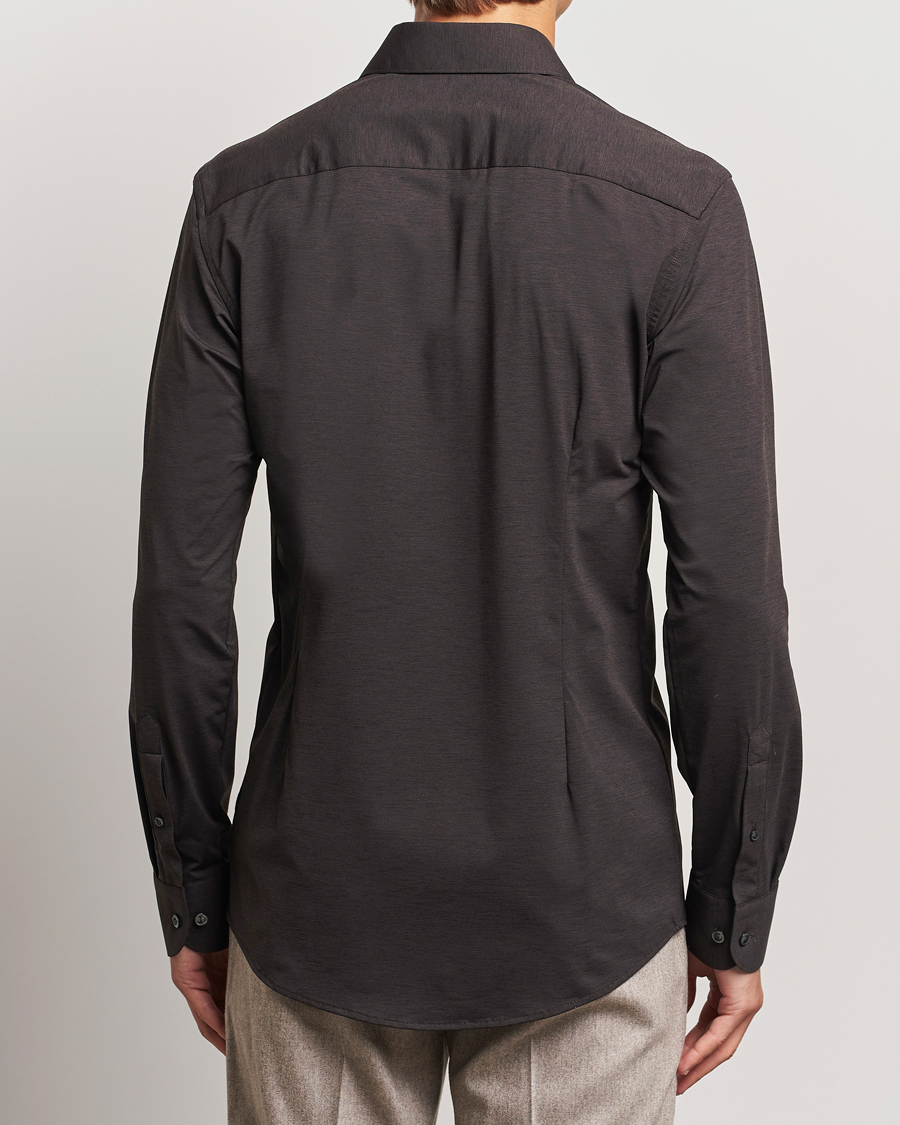 Homme | Chemises | Eton | Slim Fit Four Way Stretch Shirt Dark Brown