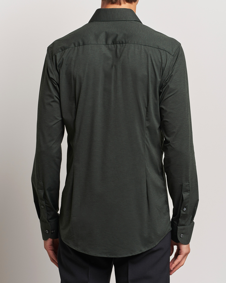 Homme | Chemises | Eton | Slim Fit Four Way Stretch Shirt Dark Green