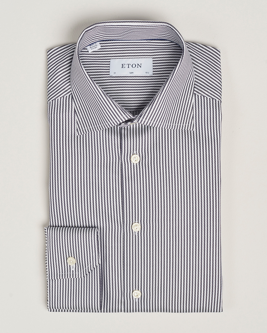 Homme | Chemises | Eton | Slim Fit Signature Twill Striped Shirt Grey/White