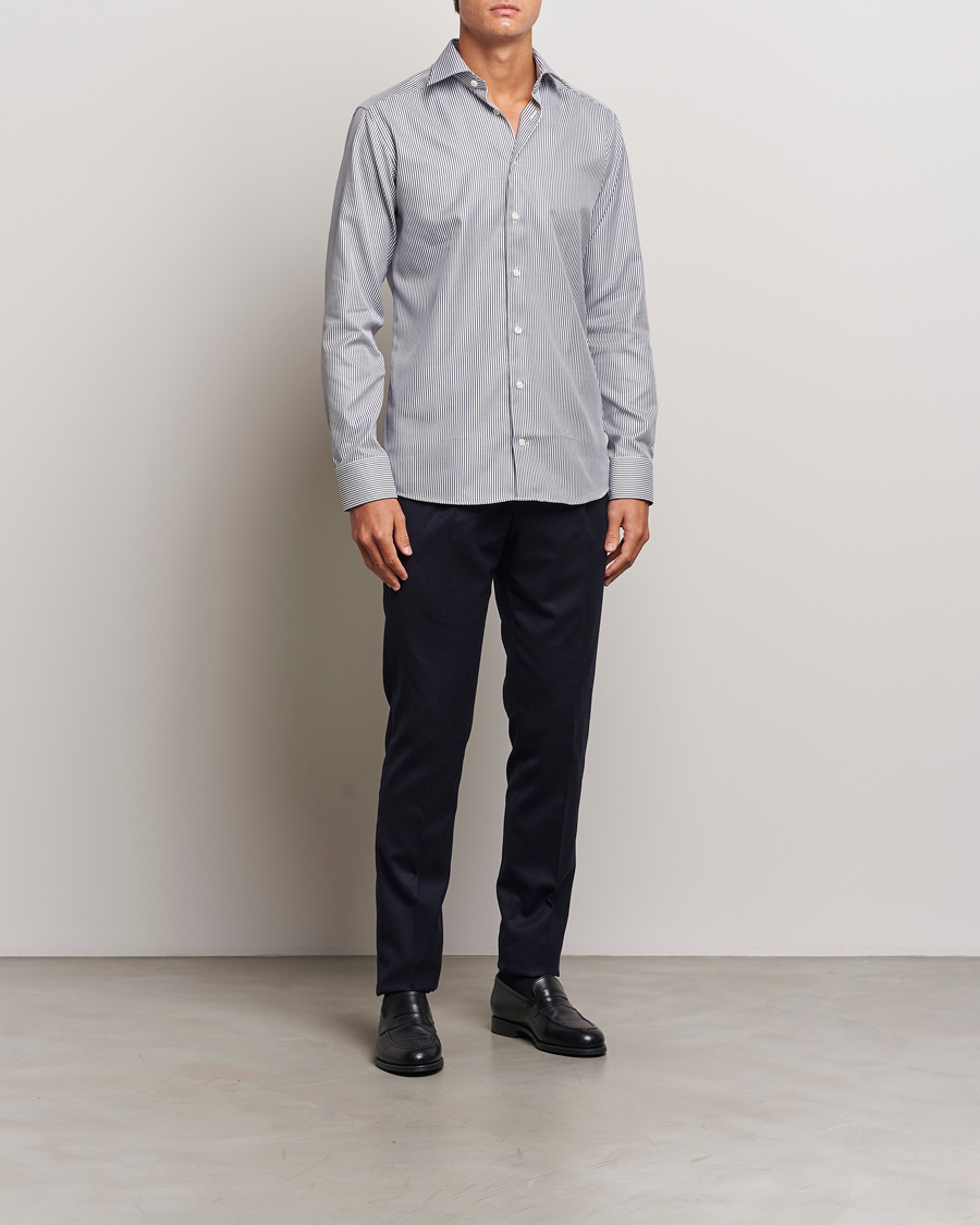 Homme | Chemises | Eton | Slim Fit Signature Twill Striped Shirt Grey/White