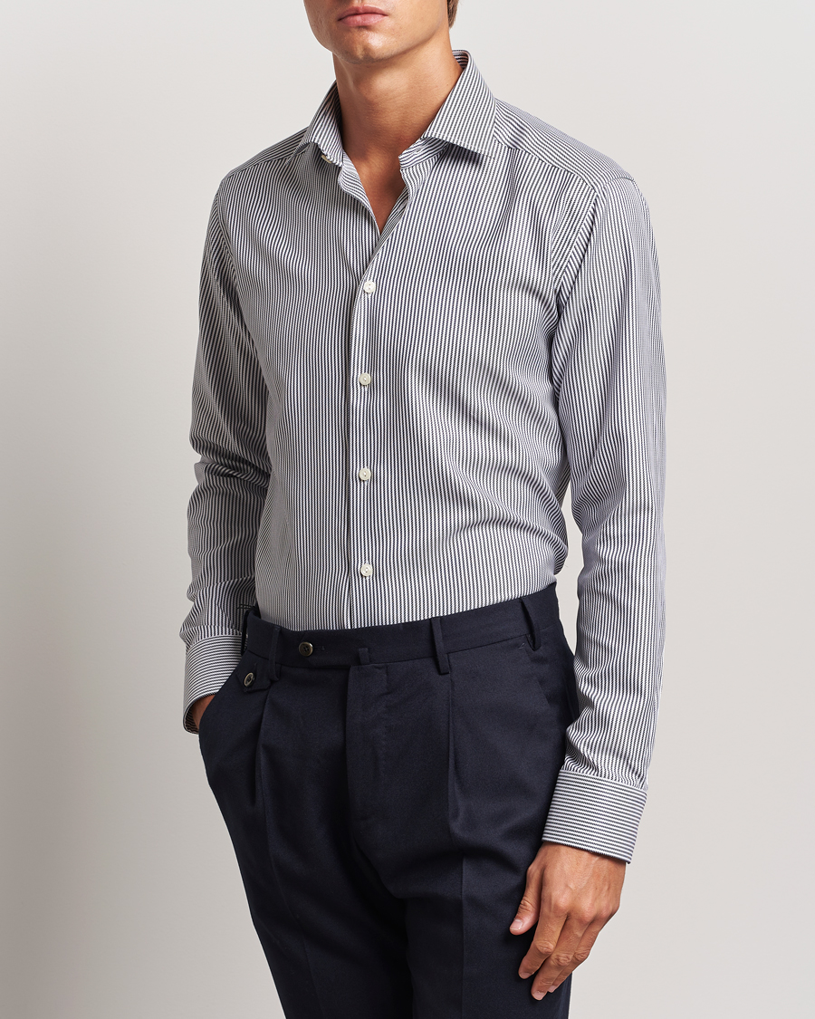 Homme | Chemises | Eton | Slim Fit Signature Twill Striped Shirt Grey/White