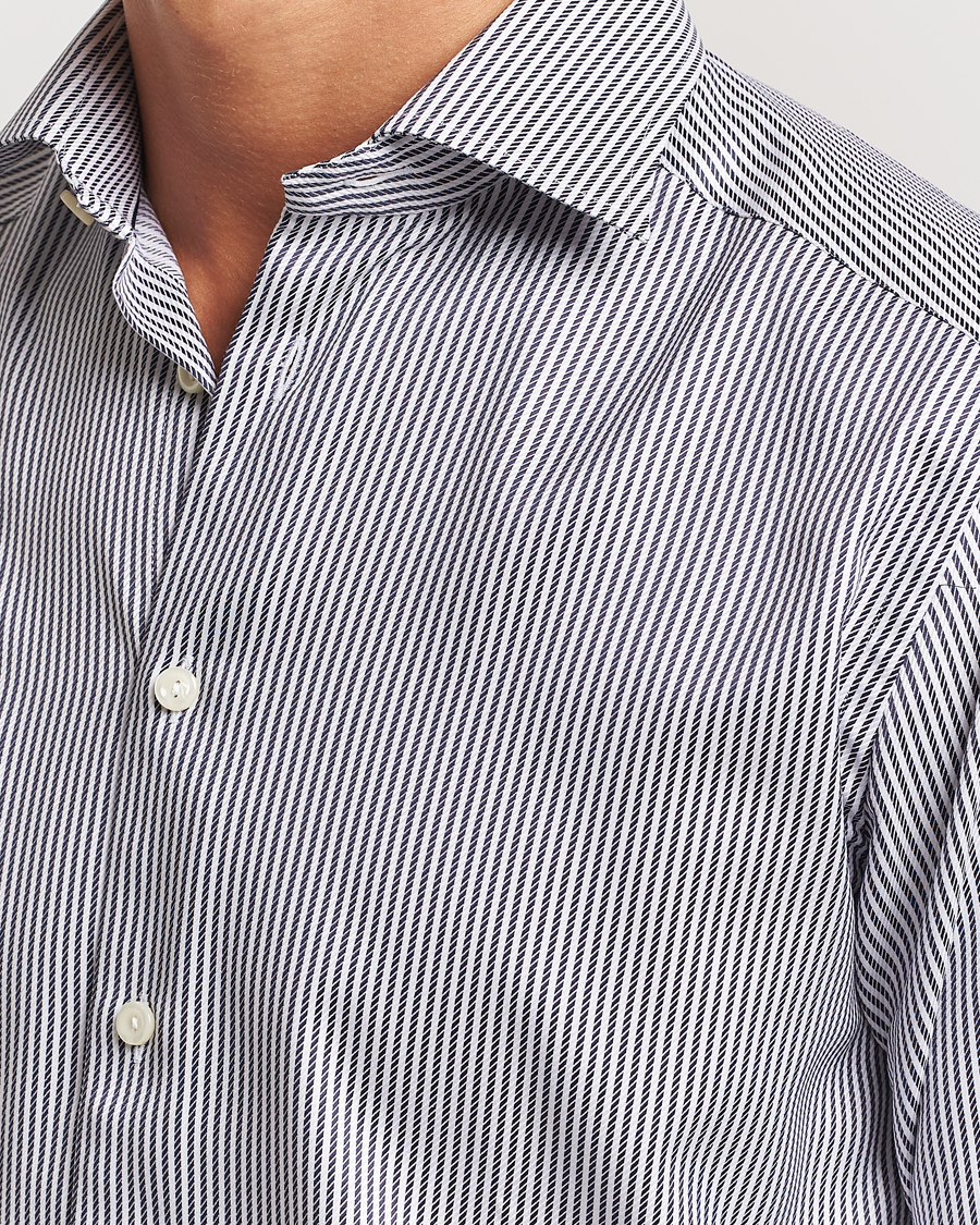 Homme | Chemises | Eton | Slim Fit Signature Twill Striped Shirt Grey/White
