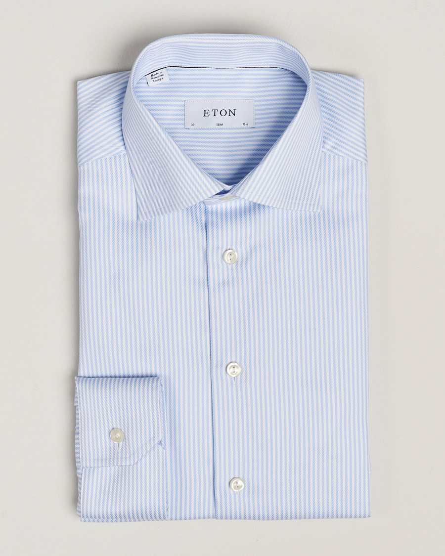 Homme | Chemises | Eton | Slim Fit Signature Twill Striped Shirt Blue/White