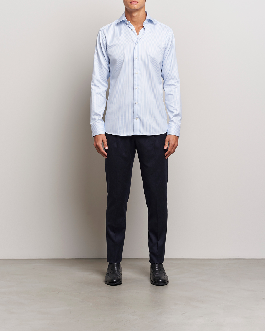 Homme | Chemises | Eton | Slim Fit Signature Twill Striped Shirt Blue/White