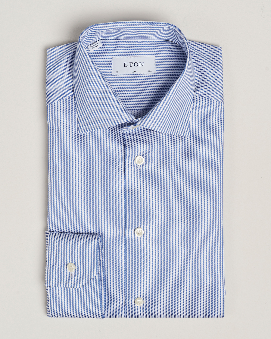 Homme | Chemises | Eton | Slim Fit Signature Twill Striped Shirt Blue/White