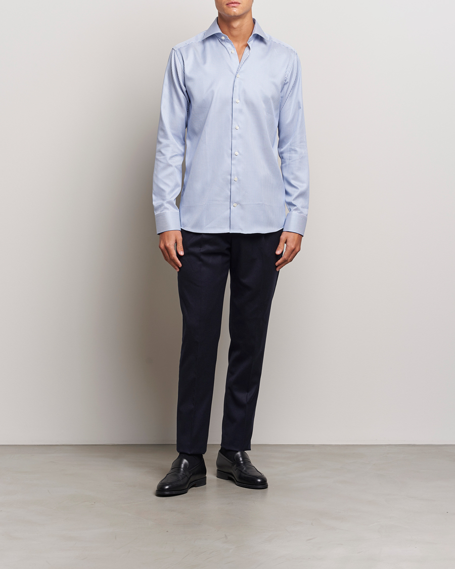 Homme | Chemises | Eton | Slim Fit Signature Twill Striped Shirt Blue/White